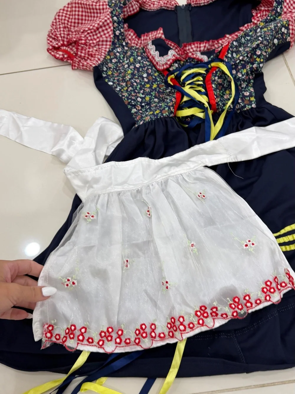 Women's Navy and Red Oktoberfest Dirndl Dress - Women’s Halloween Costume S/M